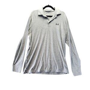 Under Armour Shirt Mens XL Gray Loose Fit Long Sleeve Performance Polo